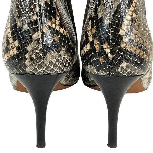 Linea Paolo Shoes Ankle Booties 7M Heels Side Zip Faux Snakeskin Stilleto - Picture 10 of 15